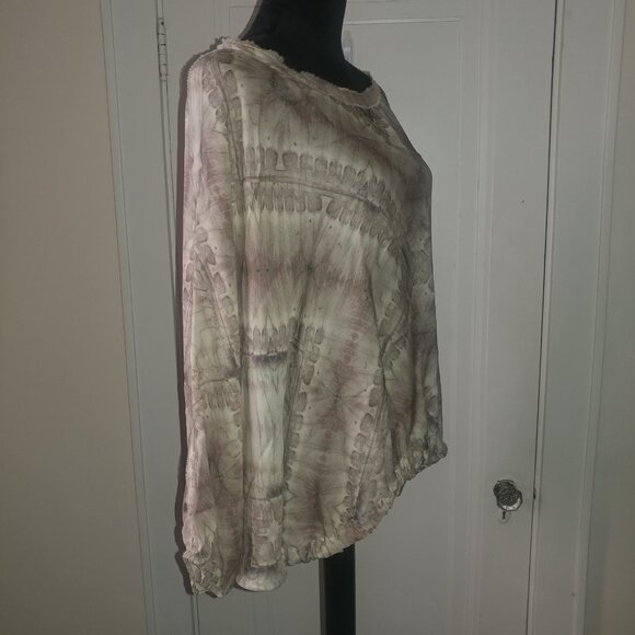 Haute Hippie: 100% Silk Cream Oversized Kimono Blouse - Women's Size Small - Picture 3 of 8